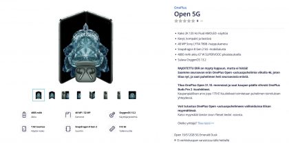 OnePlus Open Elisan verkkokaupassa.